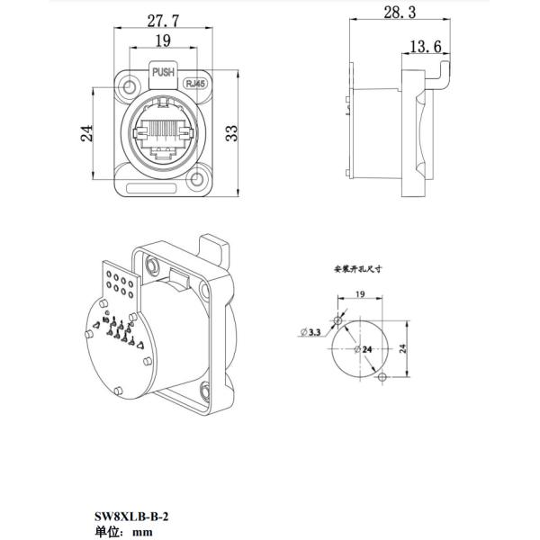 Custom Female Panel Mount Connector Industrial Rj45 IP65 Connector