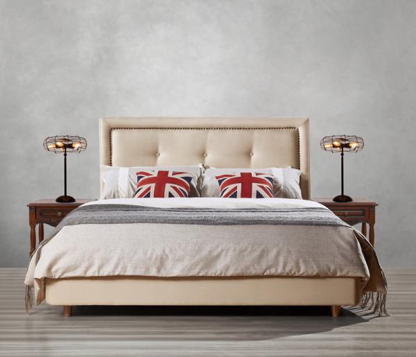 Cheap Fabric Upholster padad Headboard Queen Bed Leisure Bedroom Furniture in American design Apartment Bedroom interior fit for sale