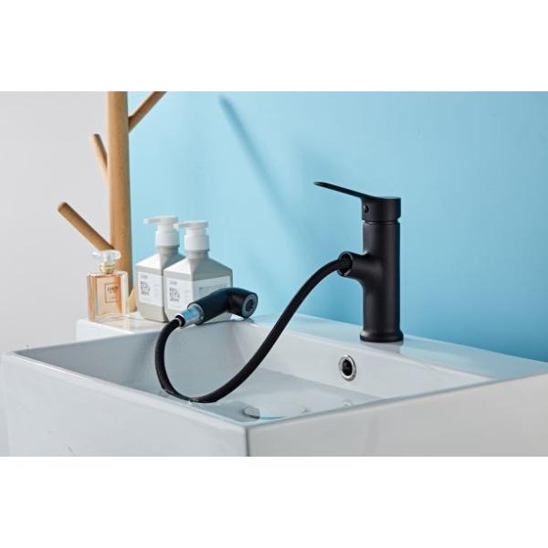 Black color Saving Water Explosion Proof Pull Out Sink Faucet
