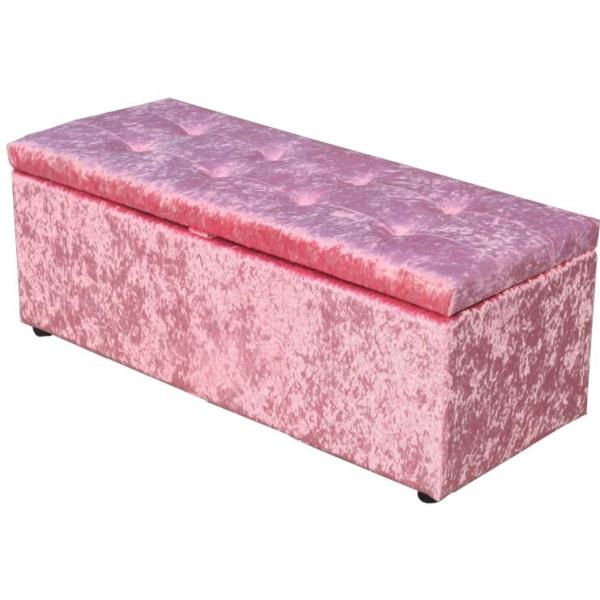 Velvet Upholstered Ottoman Storage Box