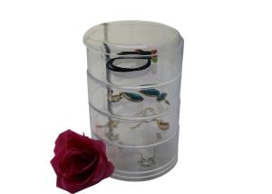 Rotating Acrylic Jewelry Display Case , 4 Tiers Round Acrylic Jewellery Display Stands