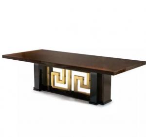 Best Italian Style Luxury Living Room Furniture Titanium Gold Leg Burl Mesa Dining Table wholesale