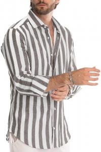 Best                  High Quality Slim Striped Shirt Long Sleeve Large Size Color Plus Size Summer Cotton Linen Men&prime;s Shirt              wholesale
