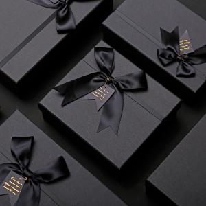 Best Black Cardboard  Simple Design Elegant Custom Luxury Scarf Business Set Gift Box With Ribbon wholesale