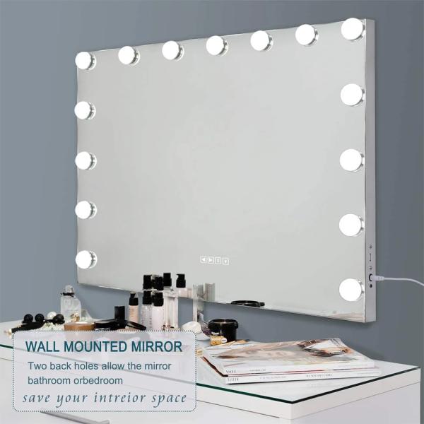 Wall Mounted LED Makeup Mirror Polished Touch Screen Make Up Mirror 5000K 6000K
