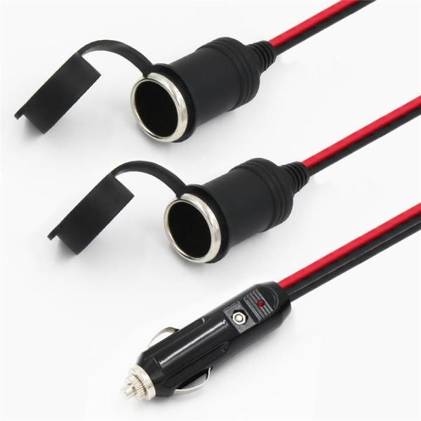 Cheap RoHS 24V 2468 18AWG  With 2 In 1 Car Cigarette Lighter Cable Male To Female Plug for sale