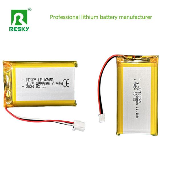 Flat Lithium Polymer Battery Cell 523450 603450 803450 103450 3.7v 2000mAh Lipo Batteries