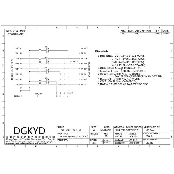 Network Transformer PCB 2.5G RJ45 Ethernet Connector