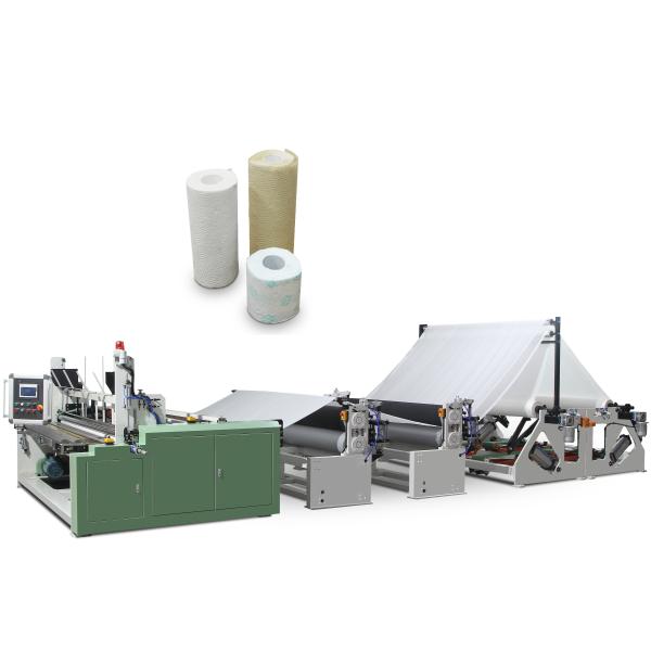 Cheap Fully Automatic Toilet Roll Rewinding Machine Production LINE With Embossing Unit , Point To Point for sale