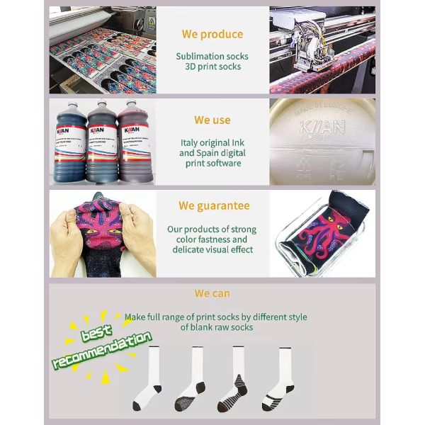 Custom Logo Sublimation Printed Socks Polyester 3D Printed Socks
