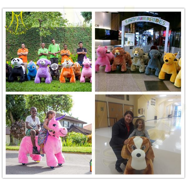 Hansel coin operated plush walking bear stuffing animal machine riding panda toy