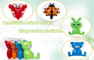 Cute Animal Removable Wall Hooks / Orange Plastic wall hanging hooks
