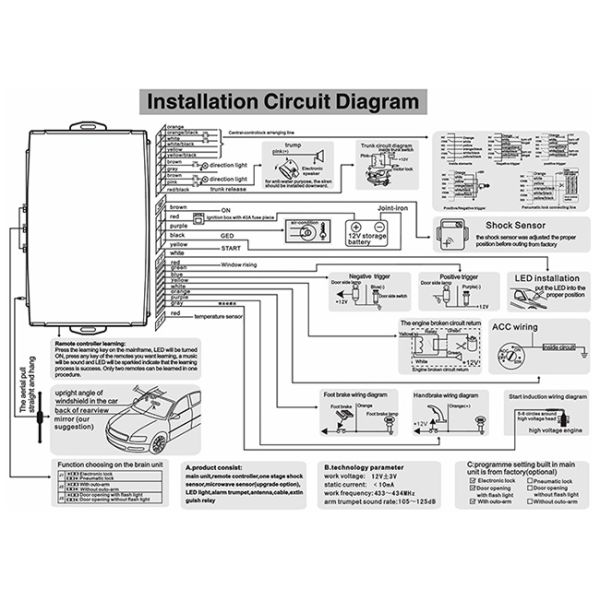 Two Way Engine Start Keyless Entry Alarm System For Cars With 3500m Control Distance