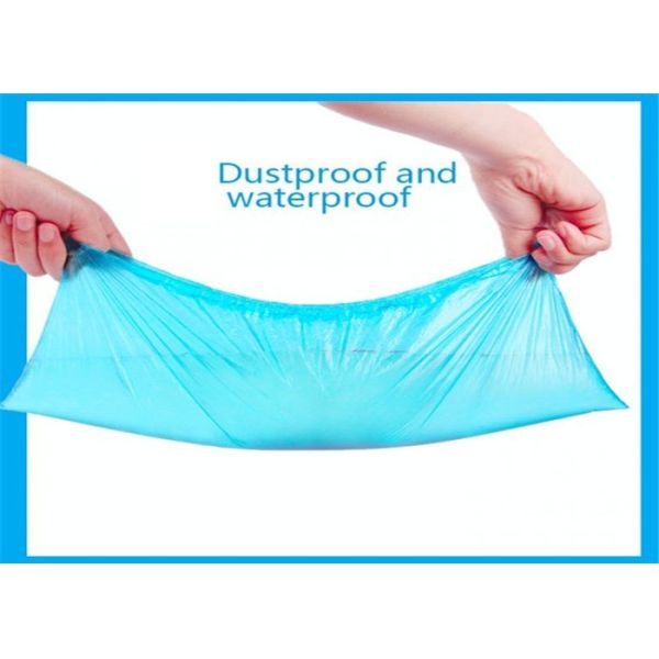 Blue Disposable Shoe Covers 2 g - 8 g PE CPE Material With Elastic String