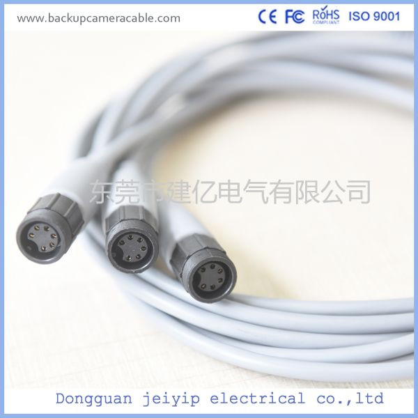 6 Pin Backup Camera Extension Cable , Waterproof Rear View Camera Cable