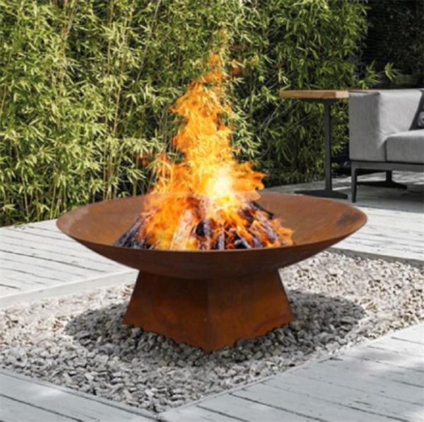 Cheap Garden Corten Steel Outdoor Fireplace Dia 600mm 800mm Rusty Metal Fire Pit for sale