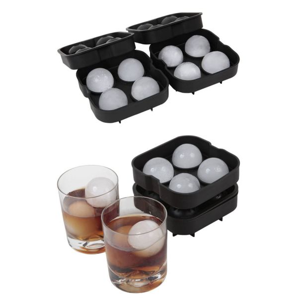 4 Cavity Non Toxic Silicone Spherical Ice Cube Maker