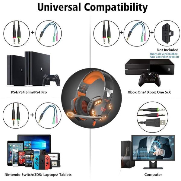 Computer DC5V 2.2kohm G2000 Stereo Gaming Headphone