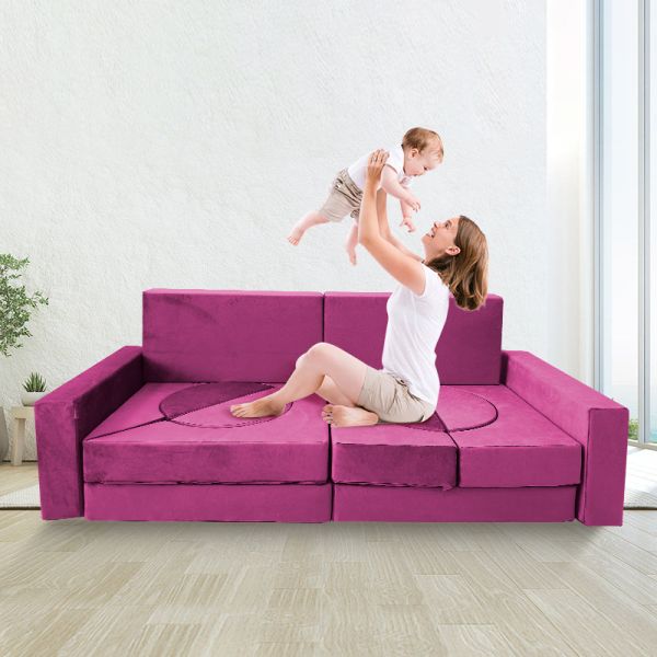 Imaginative Play Modular Play Sofa Polyester Inner Liner 14PCS Foam Climbing Couch
