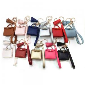 Best Polyester 27g Black Leather Tassel Womens Wallet Keychain Sliver Plated wholesale