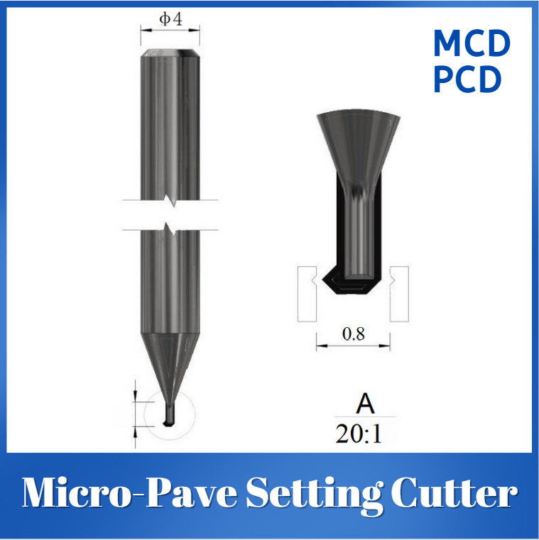 Best Micro Pave Setting Cutter PCD MCD Diamond Tools Precision Positioning wholesale