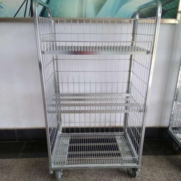 Galvanized Custom Display Racks Logistics Trolley Adjustable Wire Shelf