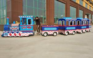 China 3kw Electric Trackless Train , Mini Express Trackless Train British Style on sale