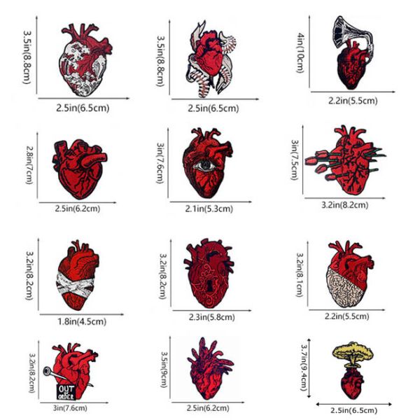 Heart Shaped 30mm Custom Embroider Patch Decorative Patches For Jeans