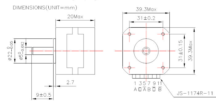 39mm NEMA 16 Stepper Motor Position Control 6v Stepper Motor 39BYG