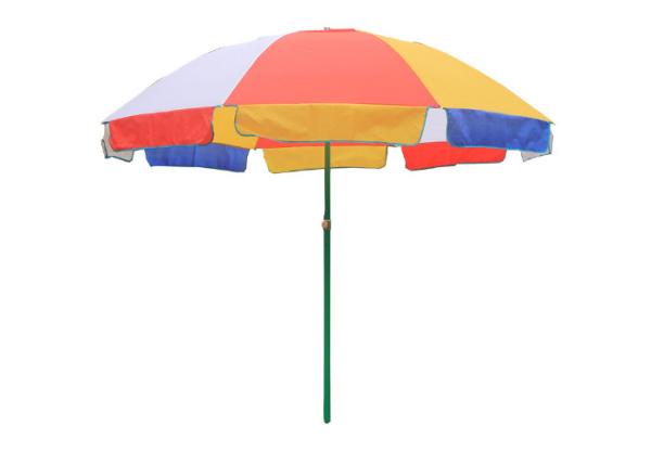 Cheap Promotional UV Beach Umbrella Custom Printing 170g Polyester Steel Shaft for sale