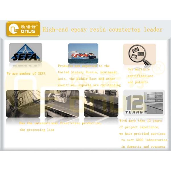 Strong Acid Resistance Epoxy Resin Work Surfaces 2480 * 1800mm Customized Thickness