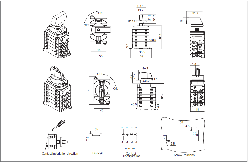 Flame Retardant 8000V DC Solar Isolator Switch For Inverter