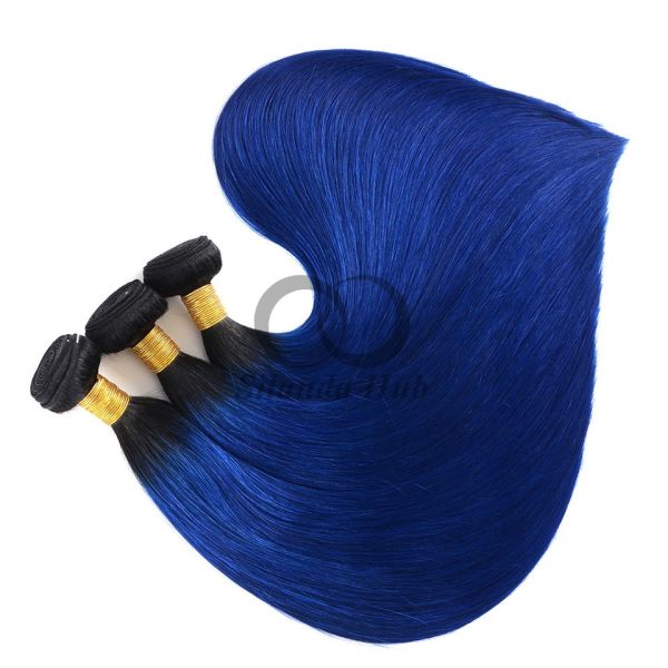 #T1B/Blue Straight Remy Human Hair Bundles Sew In Weave Bundles Brazilian Bundle Deals