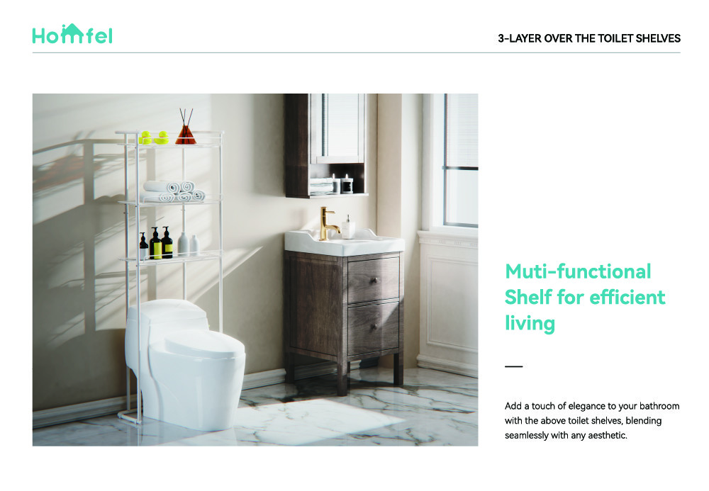 Floor Space Optimization Over Toilet Storage Rack With Rust-Resistant Features