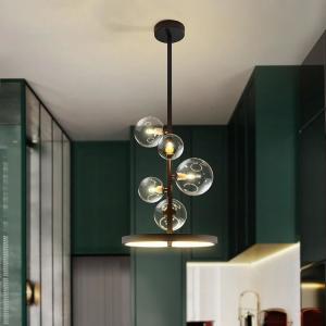 China Modern Nordic Hanging Led Lamp Glass Pendant Lamps Dia28/48cm With Long Pole on sale