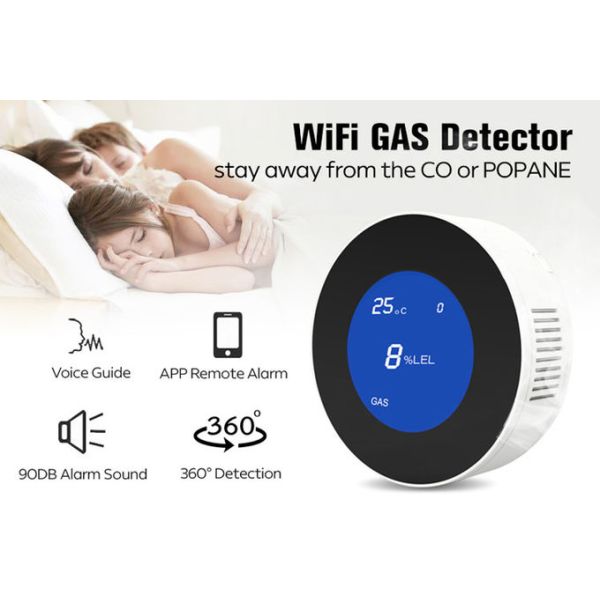 Tuya WiFi Natural Gas Detector Smart Gas Sensor With Lcd Display