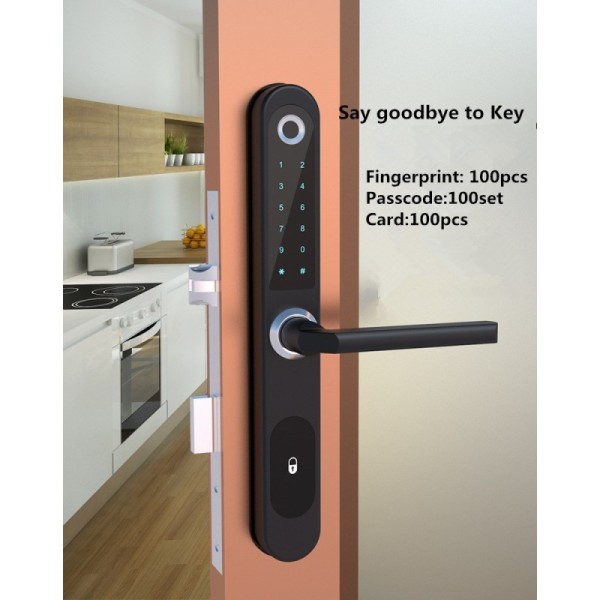 Fingerprint Aluminum Frame Bluetooth APP Door Lock With Code Card