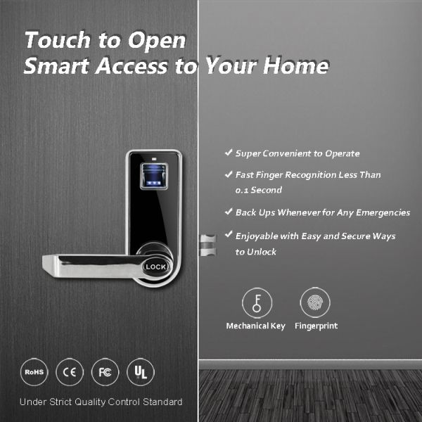 Digital Handle Room Door Locks Fast Fingerprint Recognition Light Weight