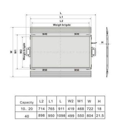 IN-ST01 Grey Aluminum Portable Truck Scale 10t,20t,40t 4 pads For car weighing IP66 7.5V/3A or 12V/3A