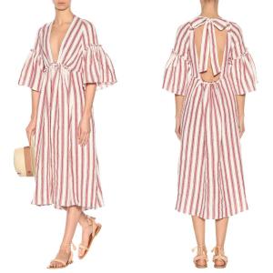 Best Women deep v neck stripe linen dress and unbacked wholesale