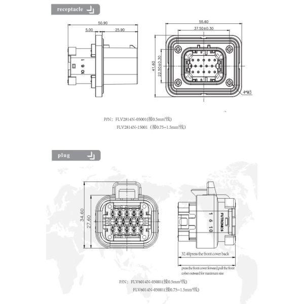 2000VAC Multi Pin Cable Connectors