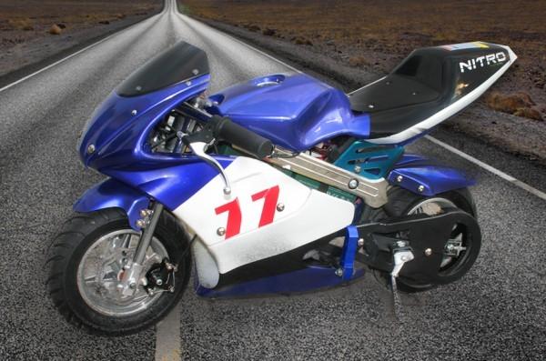 Cheap Bright Blue Color Dirt Bike Motorcycle / Electric Pocket Bike 350 Watt Max Speed 30km/H for sale