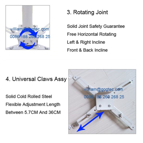 1.10-1.95M telescoping projector bracket support holder hanging ceiling suspend innercable