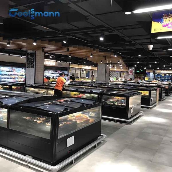 Cheap Open Supermarket Island Freezer Automatic Defrosting Horizontal Display for sale