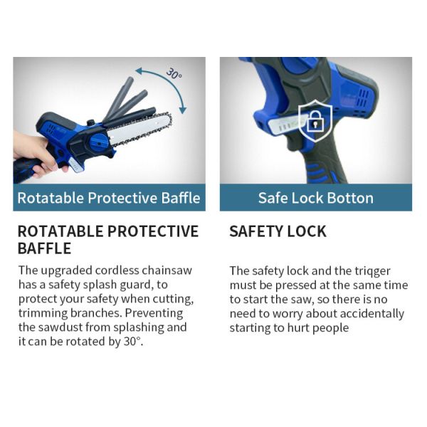 6 Inch Cordless Electric Chainsaw with Brushless Motor Battery Pruner for Yard Cutting