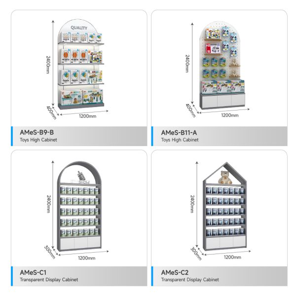 Round Edge High Cabinet Iron Powder Coated Display Cabinet for Baby Formula with Multiple Layers Mom & Baby Store Decoration