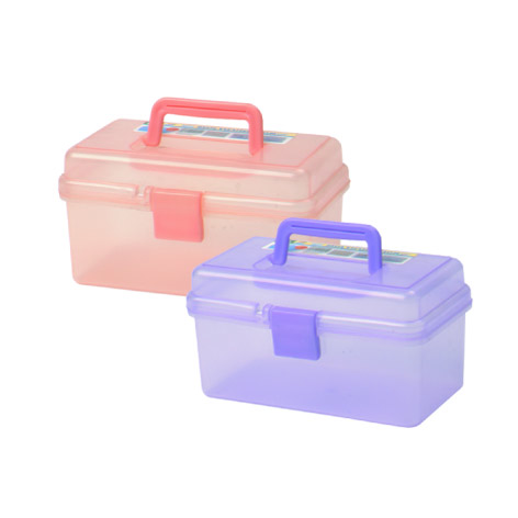 Transparent Colored Lidded Storage Containers , Plastic Craft Box Tongue Groove Construction
