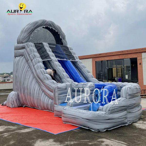 Grey Inflatable Dry Slide Bounce House With Curve Fun For All Ages