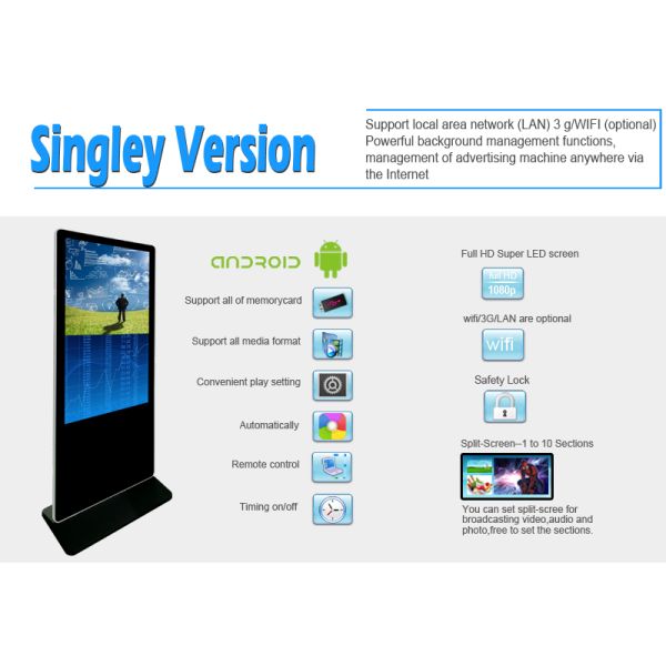 Wifi Network Digital Signage Kiosk Multi Meida Player Function Support Multi - Language