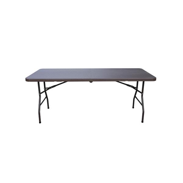 Cheap Durable Plastic Rectangular Folding Table , PE Rattan Foldable Dining Table for sale